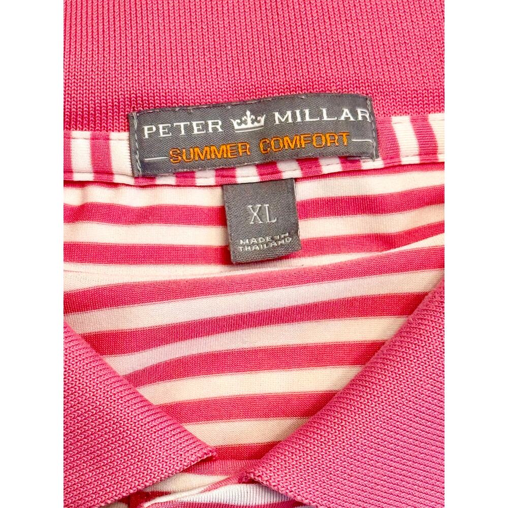 Peter Millar Pink/White Summer Comfort Competition Stripe Polo Size XL 🏌️‍♂️🩷⛳ - Picture 13 of 16